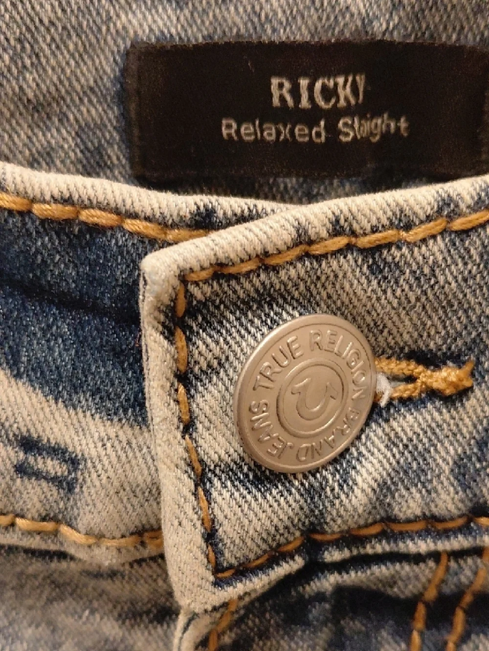 True Religion Light Blue Distressed Back Pocket Jeans
